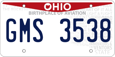 OH license plate GMS3538