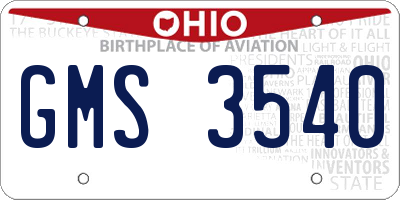 OH license plate GMS3540