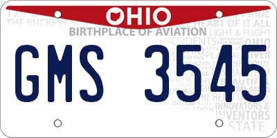 OH license plate GMS3545