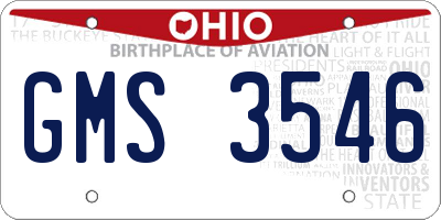 OH license plate GMS3546