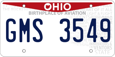 OH license plate GMS3549