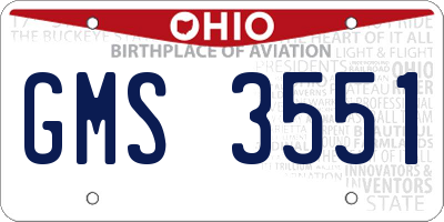 OH license plate GMS3551