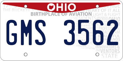 OH license plate GMS3562