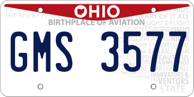 OH license plate GMS3577