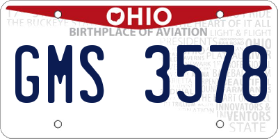 OH license plate GMS3578