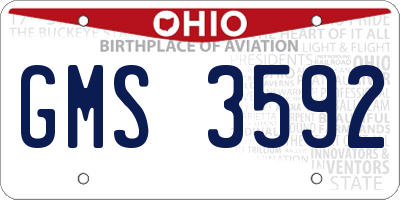 OH license plate GMS3592
