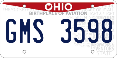 OH license plate GMS3598
