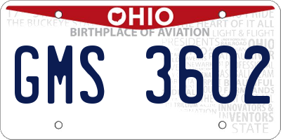 OH license plate GMS3602