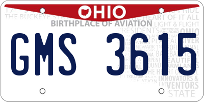 OH license plate GMS3615