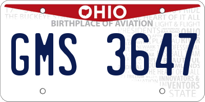 OH license plate GMS3647