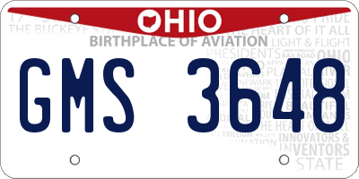 OH license plate GMS3648