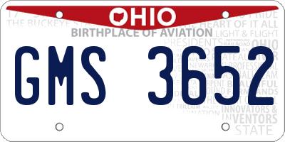 OH license plate GMS3652