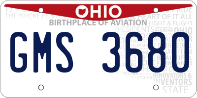 OH license plate GMS3680