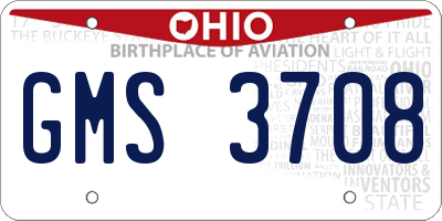 OH license plate GMS3708