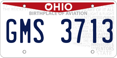 OH license plate GMS3713