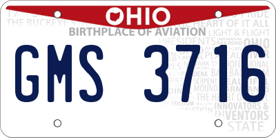 OH license plate GMS3716