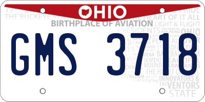 OH license plate GMS3718