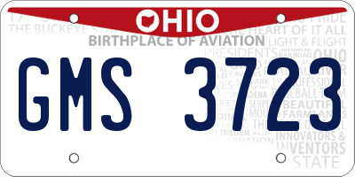 OH license plate GMS3723