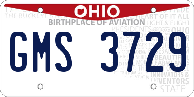 OH license plate GMS3729