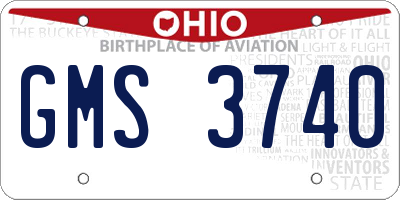 OH license plate GMS3740