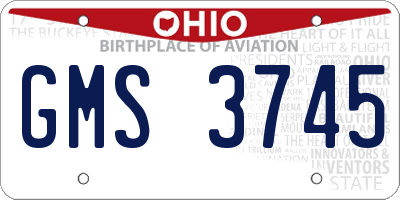 OH license plate GMS3745