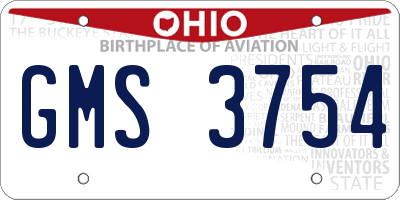 OH license plate GMS3754