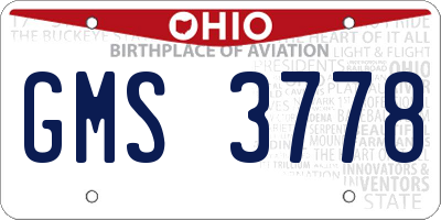 OH license plate GMS3778