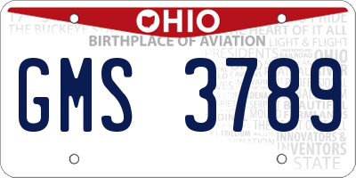 OH license plate GMS3789