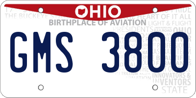 OH license plate GMS3800