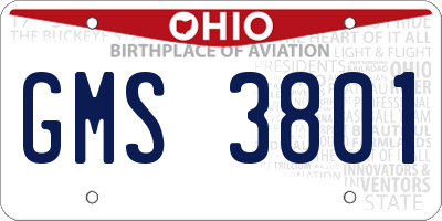 OH license plate GMS3801