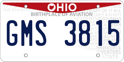 OH license plate GMS3815