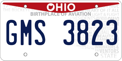 OH license plate GMS3823