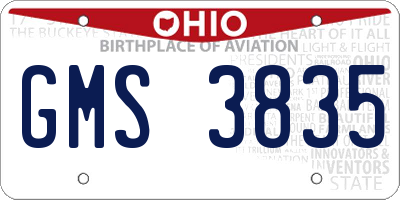 OH license plate GMS3835