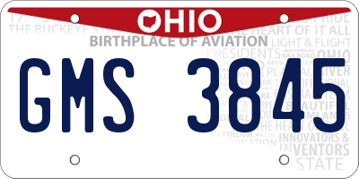 OH license plate GMS3845