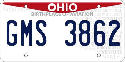 OH license plate GMS3862