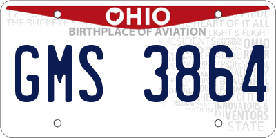 OH license plate GMS3864