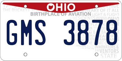 OH license plate GMS3878