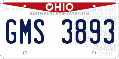 OH license plate GMS3893