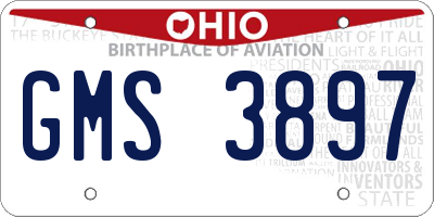 OH license plate GMS3897