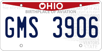 OH license plate GMS3906