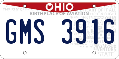 OH license plate GMS3916