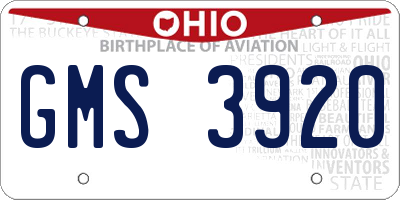 OH license plate GMS3920