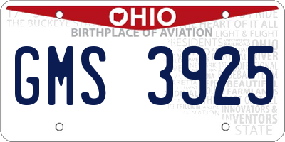OH license plate GMS3925