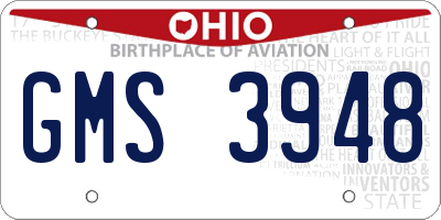 OH license plate GMS3948