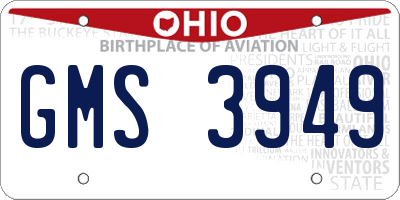 OH license plate GMS3949