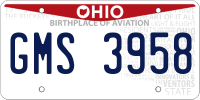OH license plate GMS3958