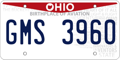 OH license plate GMS3960