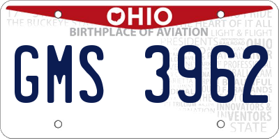 OH license plate GMS3962