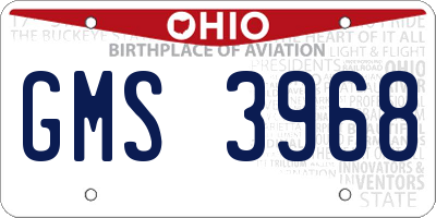 OH license plate GMS3968