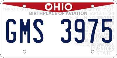 OH license plate GMS3975
